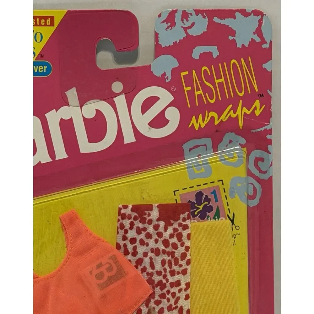 Vintage 1991 Barbie Fashion Wraps 2936 Red Orange Yellow NOS FREE SHIPPING